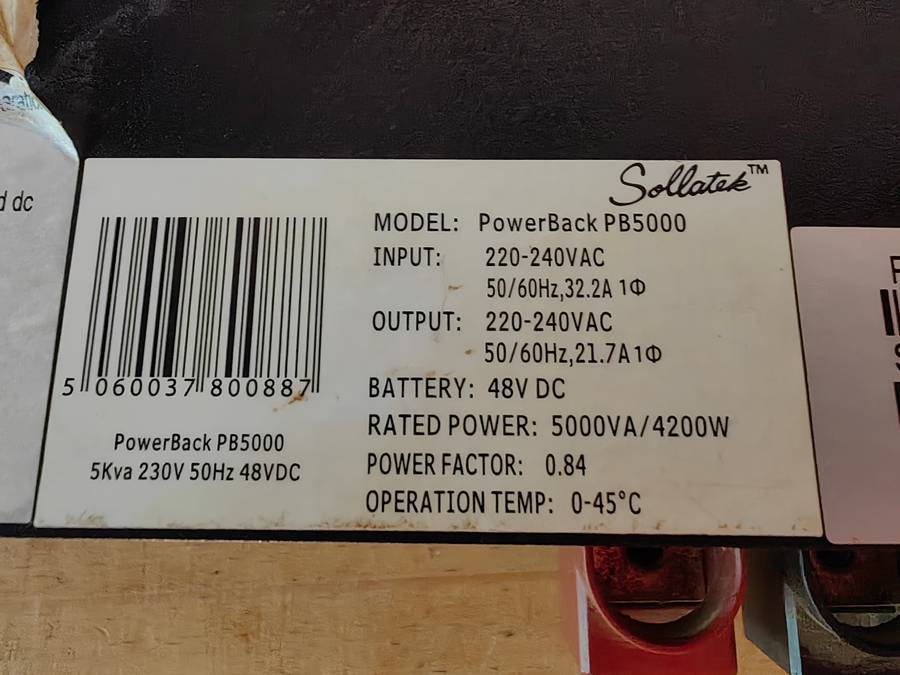 Sollatek PowerBack PB5000 4.2KW Pure Sine Wave Inverter