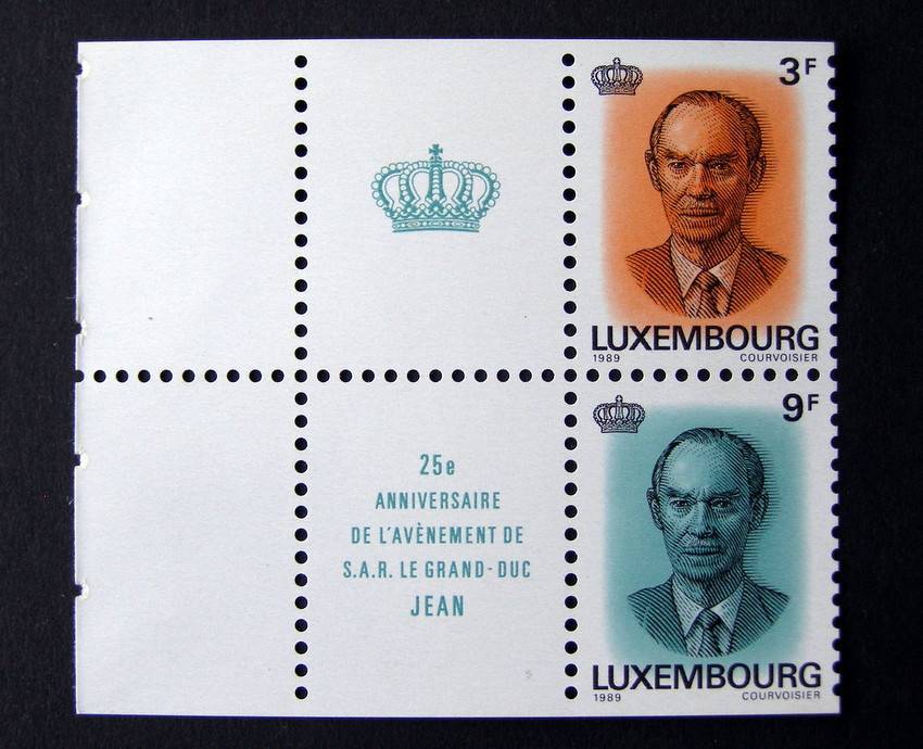 LUXEMBOURG Mint Booklet Pane - 25th Anniv. of Accession of Grand Duke Jean 1989