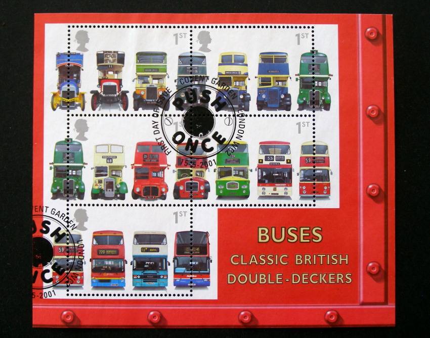 GREAT BRITAIN Miniature Sheet (First Day Cancel) - 150th Anniv. of the Double Decker Bus 2001