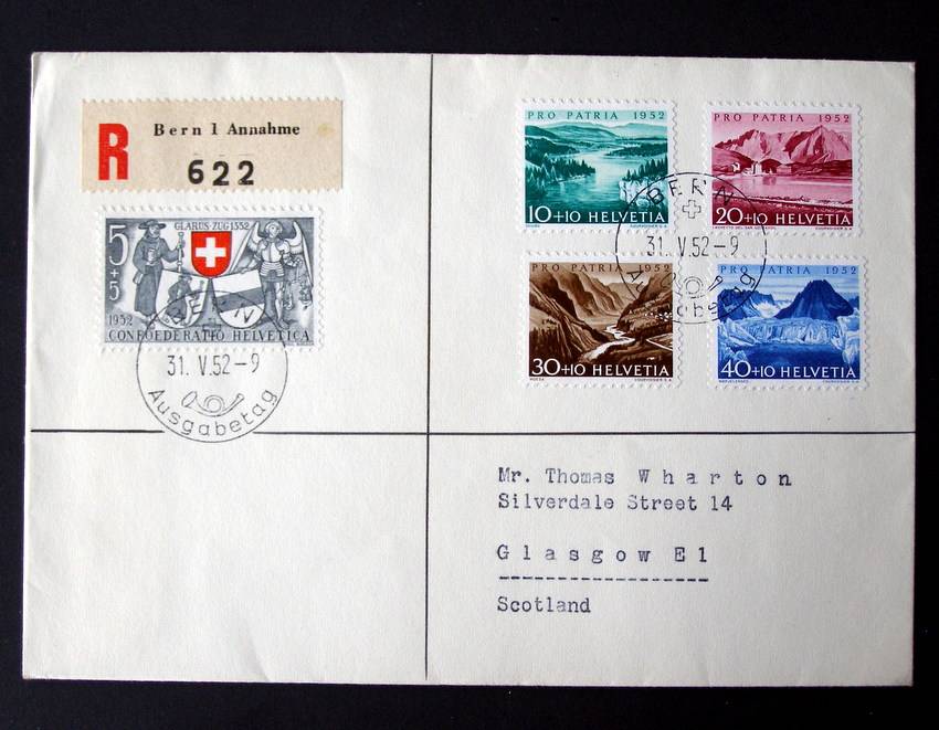 SWITZERLAND Cover - Pro Patria 1952