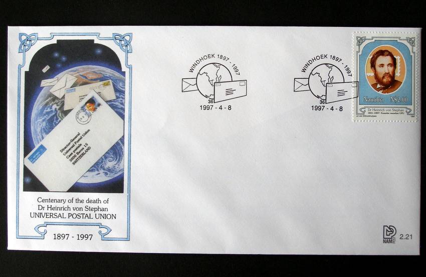 NAMIBIA Cover - Death Centenary of Heinrich von Stephan 1997