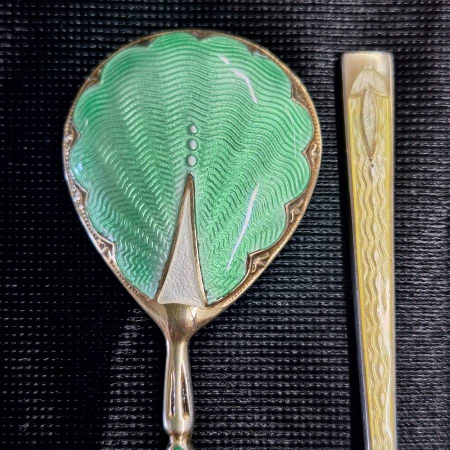 Coffee Spoons 6 - Silver Gilt & Coloured Guilloche Enamel - Turner & Simpson - Hallmarked