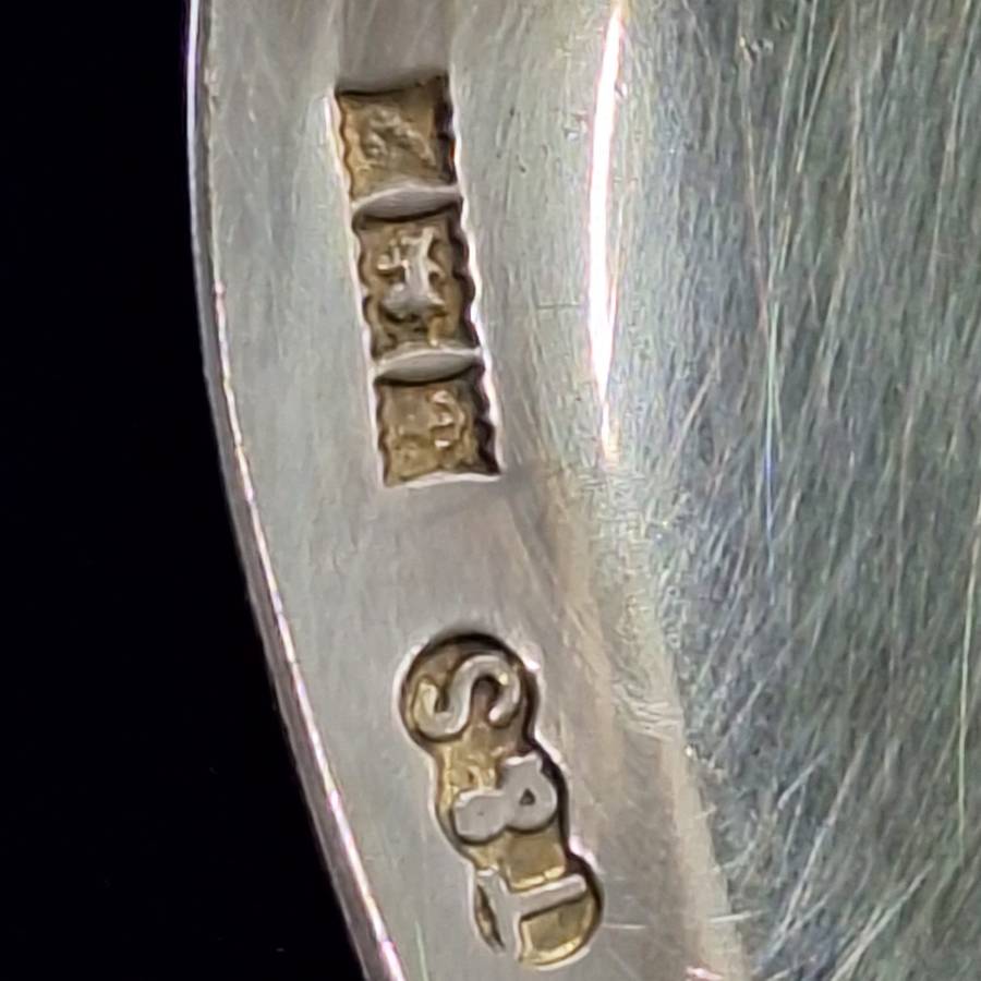 Coffee Spoons 6 - Silver Gilt & Coloured Guilloche Enamel - Turner & Simpson - Hallmarked