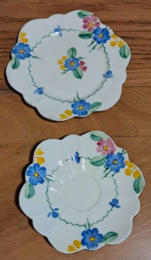 Hand painted Paragon tea trios and plate