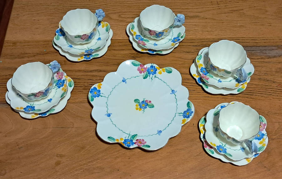 Hand painted Paragon tea trios and plate