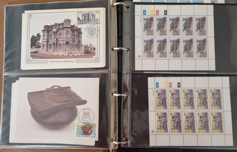 SWA/NAMIBIA/RSA ETC CONTROLS, POSTCARDS, SHEETS ETC IN RING BINDER. AS PER IMAGES. PLS READ!