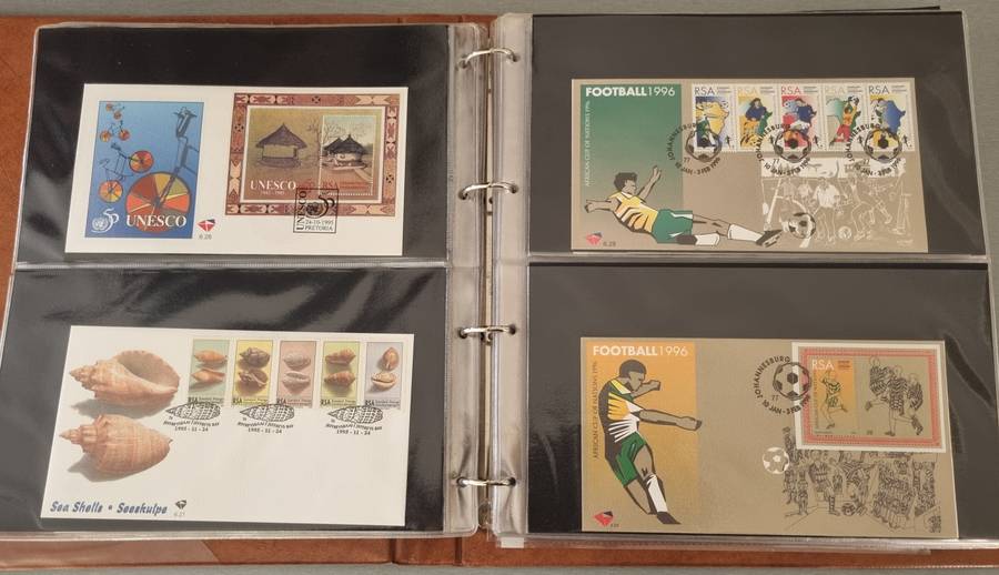 IDEAL RING FDC ALBUM WITH RSA 6TH SERIES FIRST DAY COVERS ETC. AS PER SCANS. NB: PLEASE READ BELOW!!