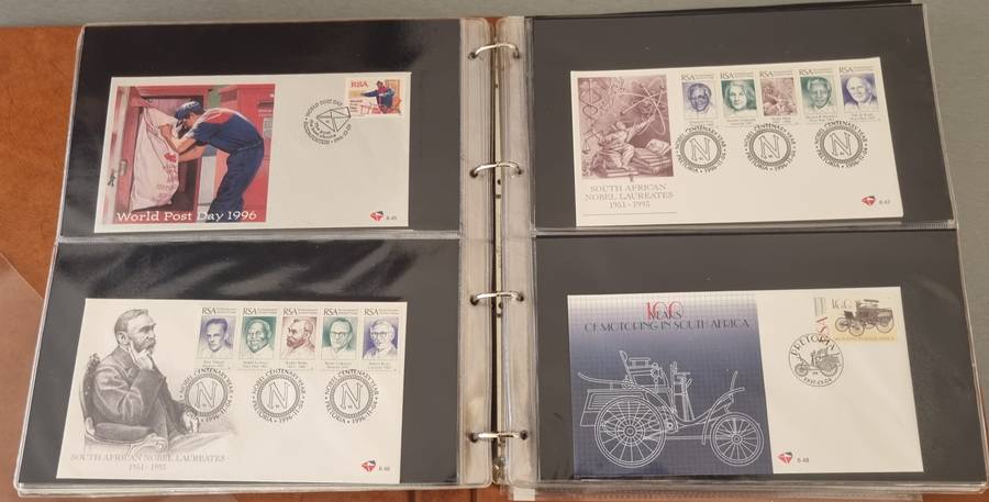 IDEAL RING FDC ALBUM WITH RSA 6TH SERIES FIRST DAY COVERS ETC. AS PER SCANS. NB: PLEASE READ BELOW!!