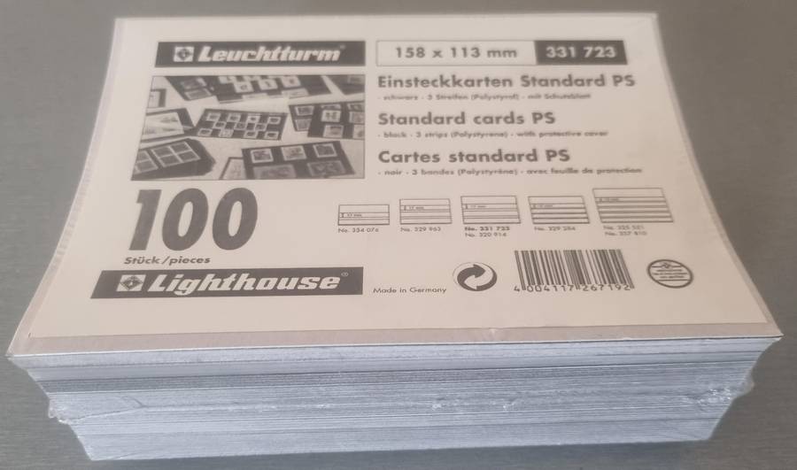Lighthouse (x100) Standard Stock Cards 158x113mm Black Three Strips