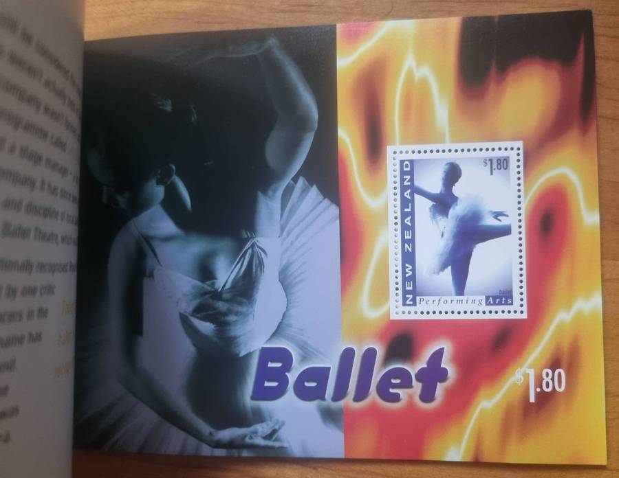 New Zealand 1998 Performing arts souvenir miniature sheet booklet - as per images.