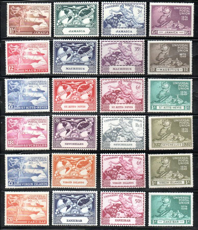 COMMONWEALTH 1949 75TH ANN OF UPU SELECTION OF (X12) M/MINT SETS. TOTAL CV GBP 40+.