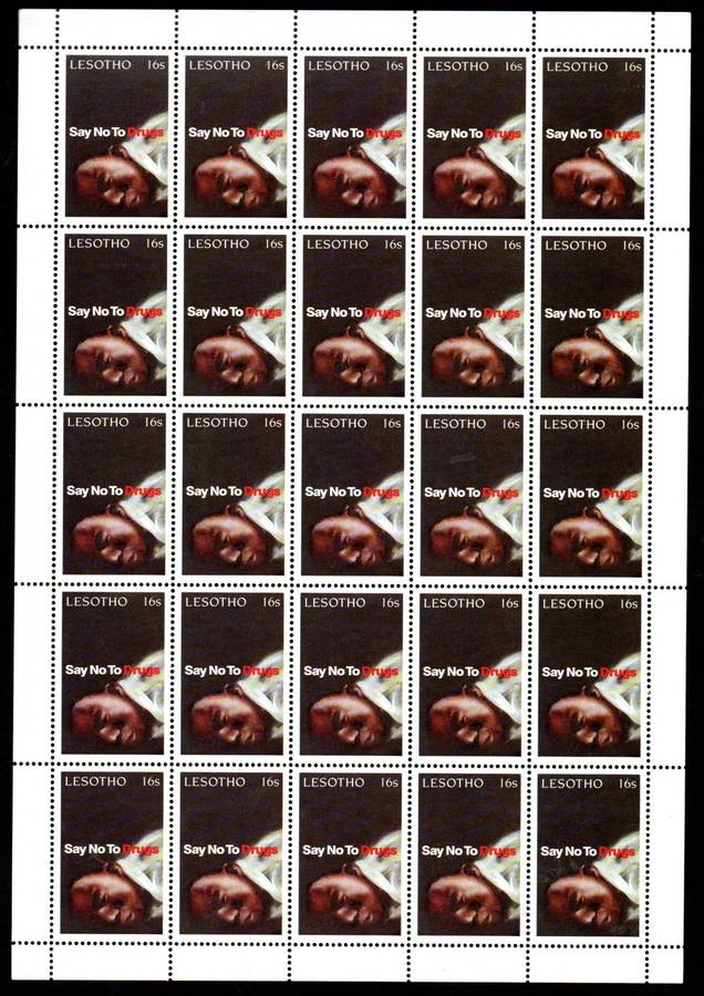 LESOTHO 1991 SAY NO TO DRUGS FULL SHEET OF (X25) UMM. SG1031. CV GBP 50. GREAT ITEM.
