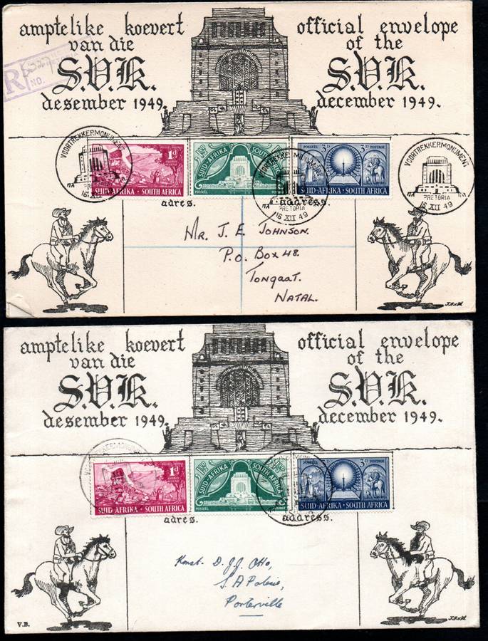 UNION 1949 INAUG OF THE VOORTREKKER MONUMENT SELECTION OF (X22) COVERS. CONDITION ETC AS PER SCANS.