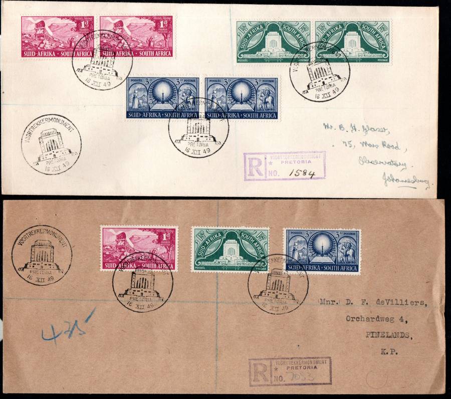 UNION 1949 INAUG OF THE VOORTREKKER MONUMENT SELECTION OF (X22) COVERS. CONDITION ETC AS PER SCANS.