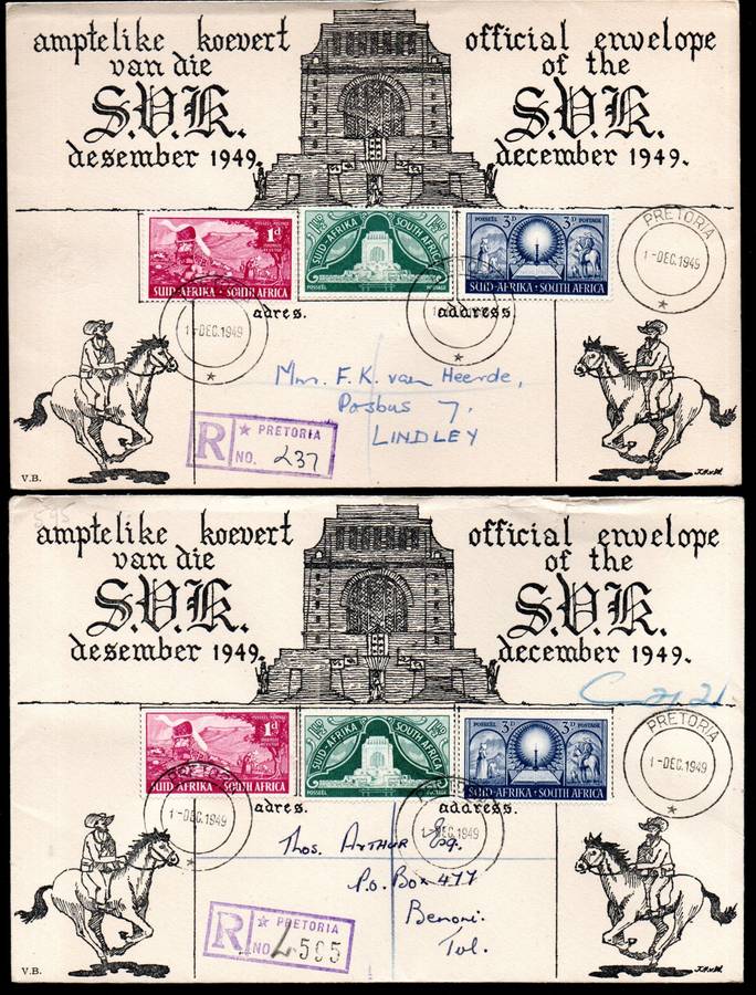 UNION 1949 INAUG OF THE VOORTREKKER MONUMENT SELECTION OF (X20) COVERS. CONDITION ETC AS PER SCANS.