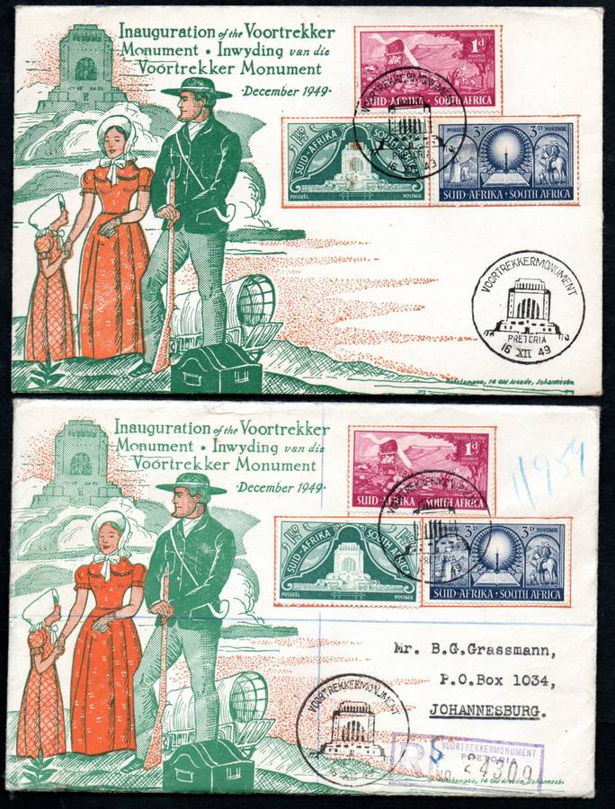 UNION 1949 INAUG OF THE VOORTREKKER MONUMENT SELECTION OF (X20) COVERS. CONDITION ETC AS PER SCANS.