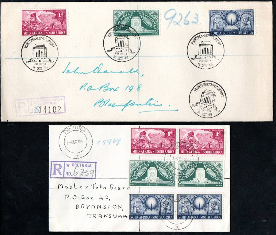 UNION 1949 INAUG OF THE VOORTREKKER MONUMENT SELECTION OF (X20) COVERS. CONDITION ETC AS PER SCANS.