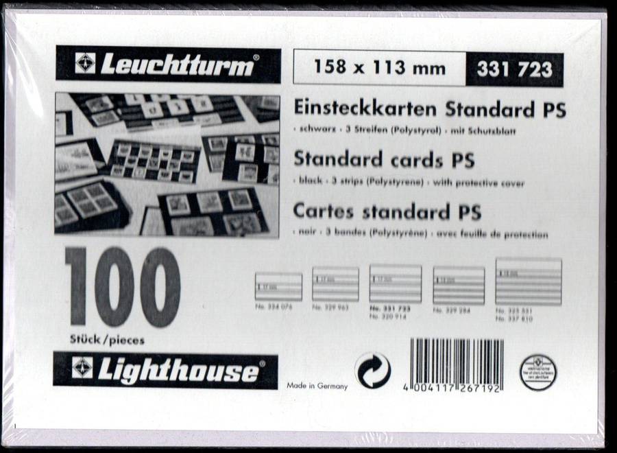 Lighthouse (x100) Standard Stock Cards 158x113mm Black Three Strips