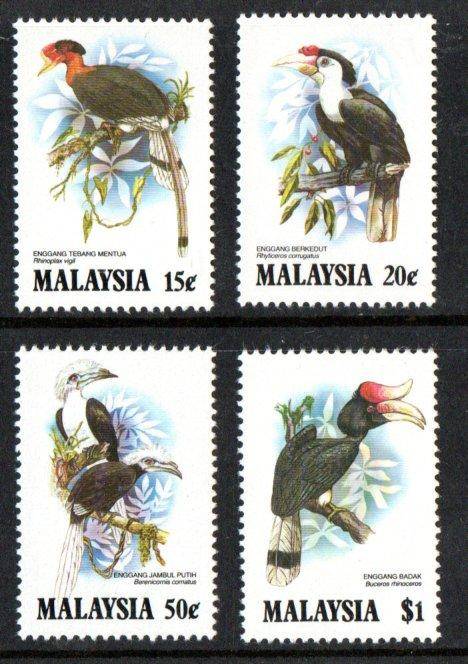 Malaysia 1983 hornbills (birds) umm set of (x4) singles - as per scans - SG280-3.