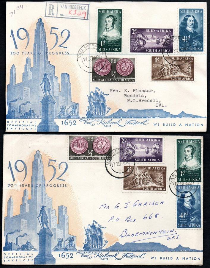 Union 1952 tercentenary of Van Riebeeck selection of (x26) covers - condition etc as per scans.
