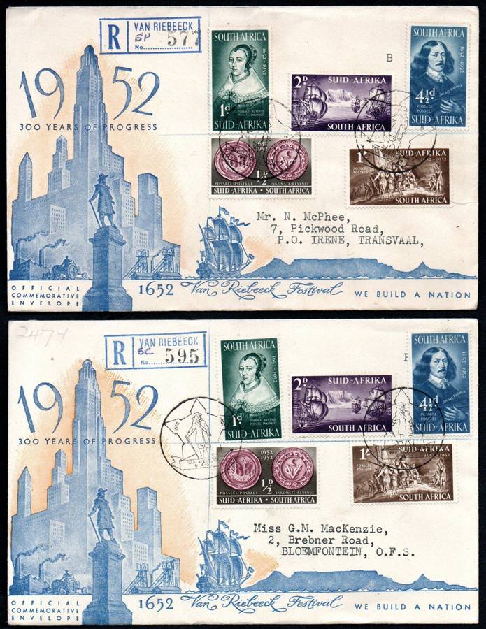 Union 1952 tercentenary of Van Riebeeck selection of (x26) covers - condition etc as per scans.