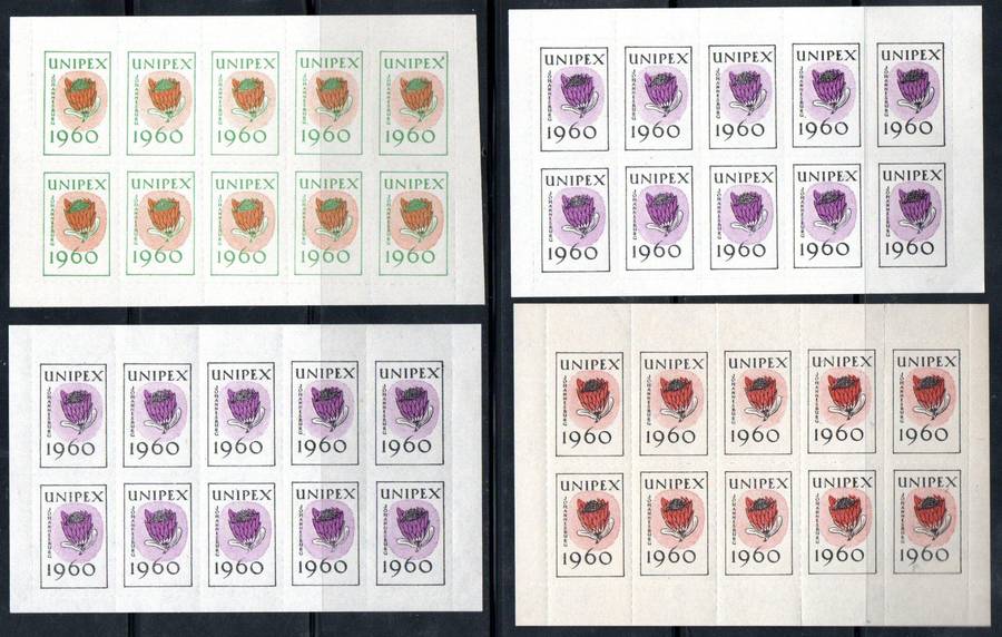 Union 1960 Unipex Johannesburg (x4) label sheetlets of (x10) mint - as per scans.