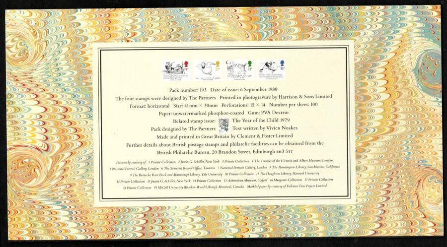 GB 1988 death centenary of Edward Lear (artist and author) mint presentation pack no 193.