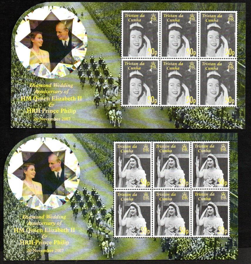 Tristan Da Cunha 2007 Diamond ann of Qeii+Duke umm set of (x4) sheets of (x6)  SG878-81  CV GBP 52
