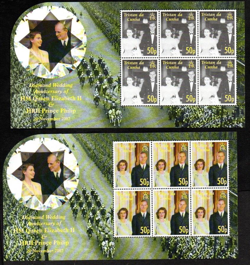 Tristan Da Cunha 2007 Diamond ann of Qeii+Duke umm set of (x4) sheets of (x6)  SG878-81  CV GBP 52