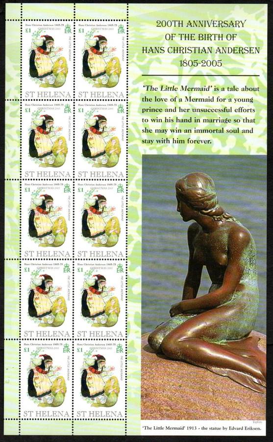 St Helena 2005 200th ann of Hans Christian Andersen set of (x4) sheets of (x10)  SG965-8. CV GBP 57