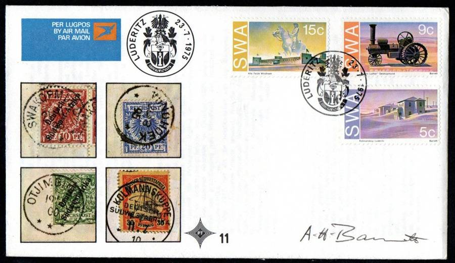 SWA 1975 historic monuments first day cover signed 'stamp artist AH Barrett' - as per scans.