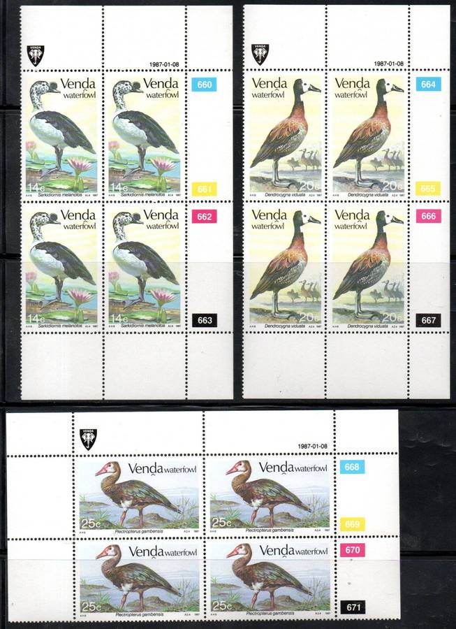 Venda 1987-1991 birds sets of controls + odd msheet umm  as per scans  total CV R980.