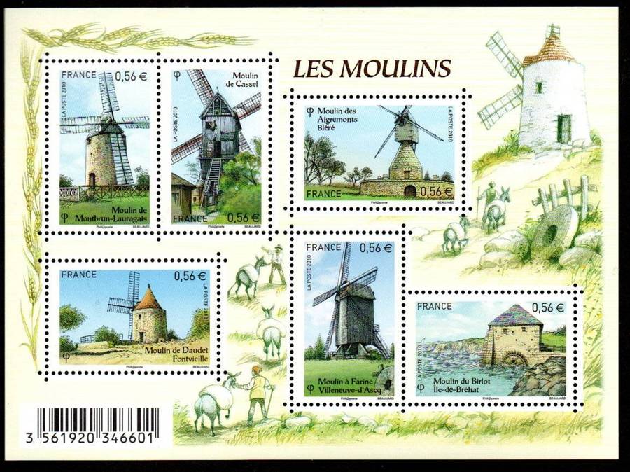 France 2010 windmills umm sheet of (x6)  SGMS4844  CV GBP 14.