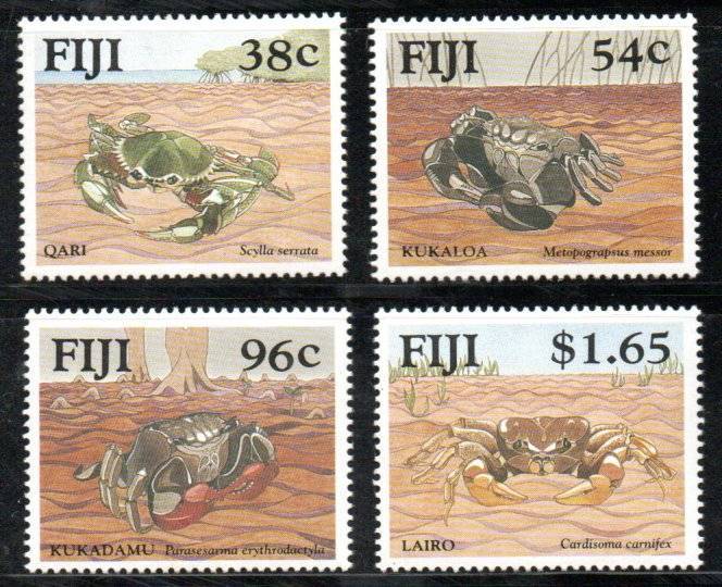 Fiji 1991 mangrove crabs umm set of (x4) singles  SG831-34  CV GBP 7+