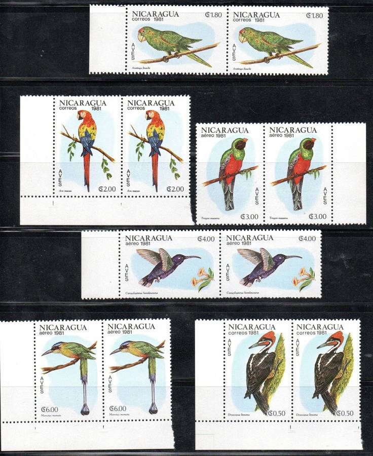 Nicaragua 1981 birds set of (x7) pairs umm -  SG2304-10 - as per scans - nice thematic items.