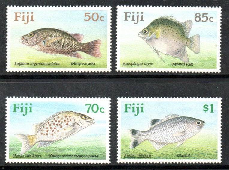 Fiji 1990 Freshwater fish umm set of (x4) singles  SG806-9  CV GBP 9+.