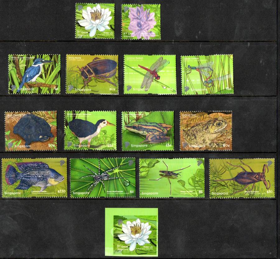 Singapore 2011 pond life (x15) singles to $10 - as per scans - CV GBP 29+.