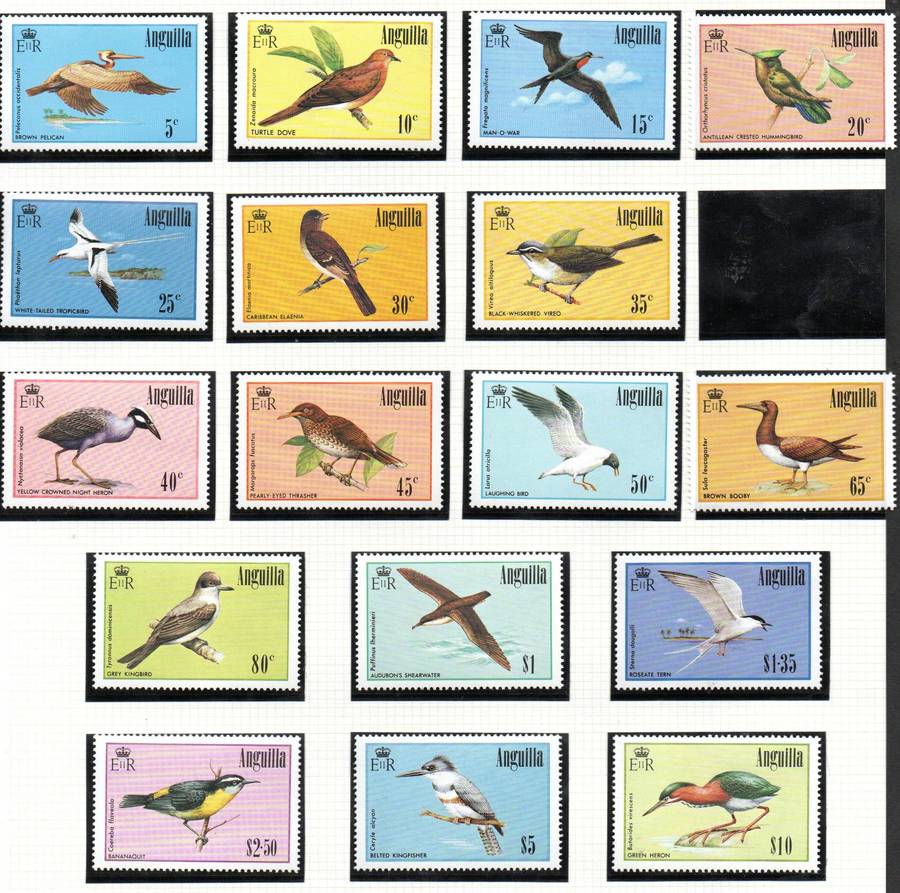 Anguilla 1985 birds umm short set of (x17) values. No SG665a 35c - as per scans - SG659/75 CV GBP 42