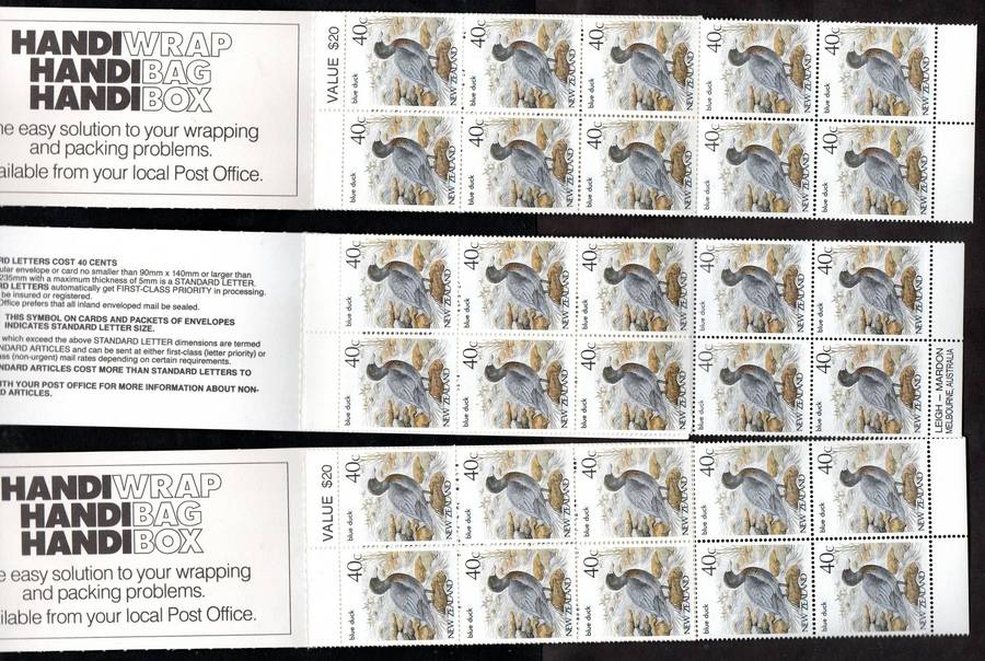 New Zealand selection of (x6) mint booklets (bird panes) - as per scans - good value.