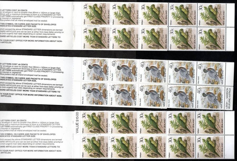 New Zealand selection of (x6) mint booklets (bird panes) - as per scans - good value.