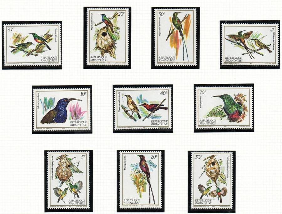 Rwanda 1983 nectar-sucking birds umm set of (x10)  SG1141/50 - CV GBP 15.5