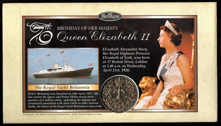 Jersey 1996 HM Queen's 70th Coin Cover - signed Commodore AJC Morrow RN  Commodore Royal Yachts.
