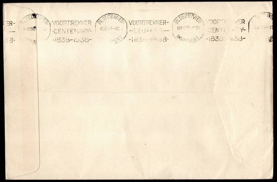 Union 1938 Voortrekker (Blood River Trek) cover - scarce Senekal cancels - 1 of 263  dated 3 Nov 19