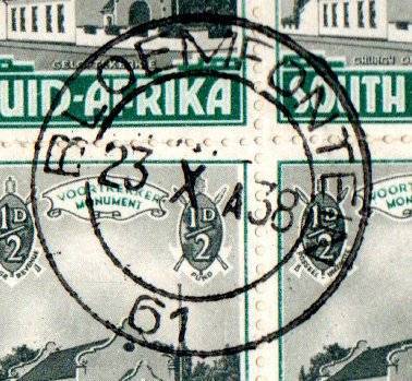 Union 1938 Voortrekker cover - as per scans - Bloemfontein cancels.