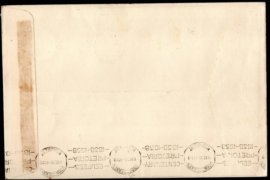 Union 1938 Voortrekker cover - as per scans - Bloemfontein cancels.