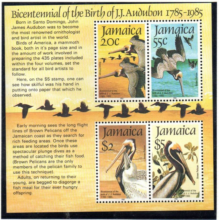 Jamaica 1985 birth bicent of John J Audubon umm msheet  SGMS624.