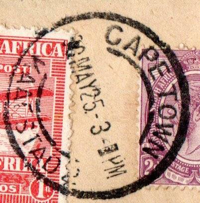 Union 1925 airmail cover dd 30 May 1925 with 1st airmail issue set of (x4) CC25-8 used  CV R1300.