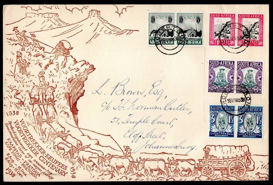 Union 1938 Voortrekker Trek cover - as per scans - Robertson cancels - 1 of 612  dated 16 VIII D38