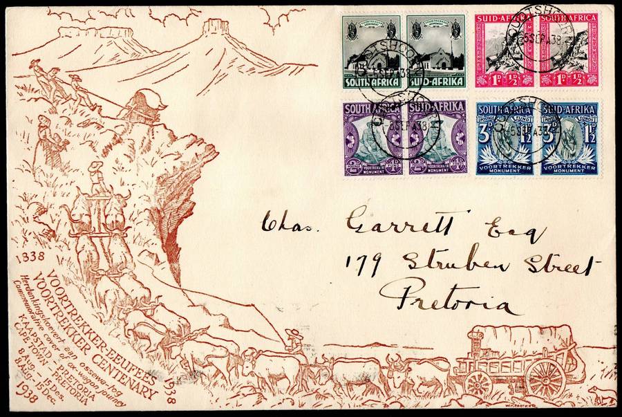 Union 1938 Voortrekker cover - as per scans - Oudtshoorn cancels.