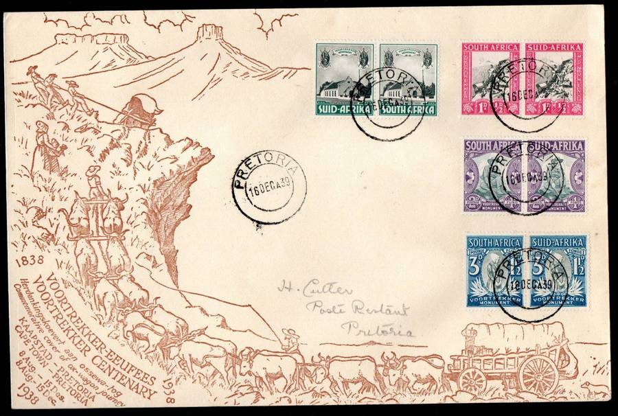 Union 1939 Voortrekker cover Pretoria cancelled no backstamp dated Dec 16 A39 - as per scans.